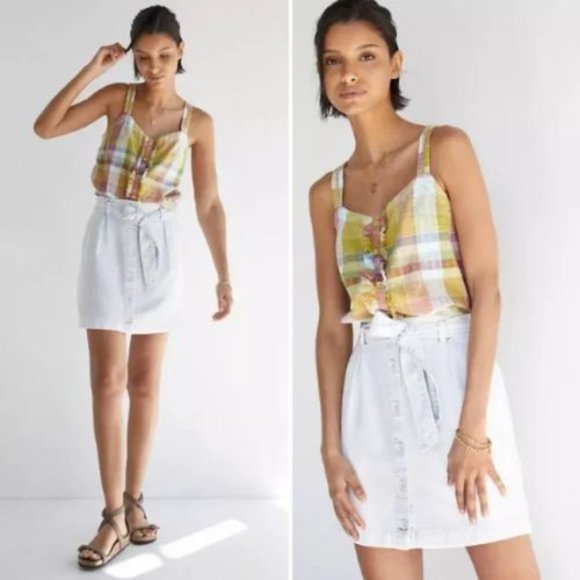 NWT Anthropologie Cloth & Stone Belted Mini Demin Skirt | L - Picture 2 of 6